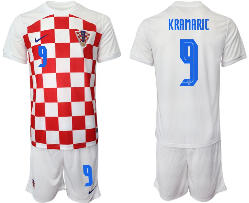 Men 2022 World Cup National Team Croatia home white #9 Soccer Jersey
